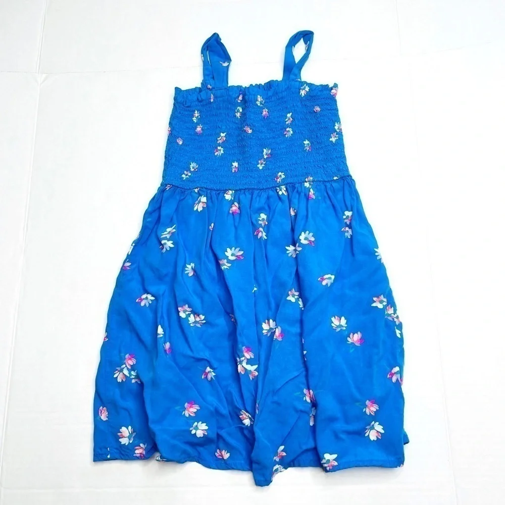 OSHKOSH B’gosh Toddler Girl’s Blue Floral Print Smocked Sleeveless Dress Size 5T